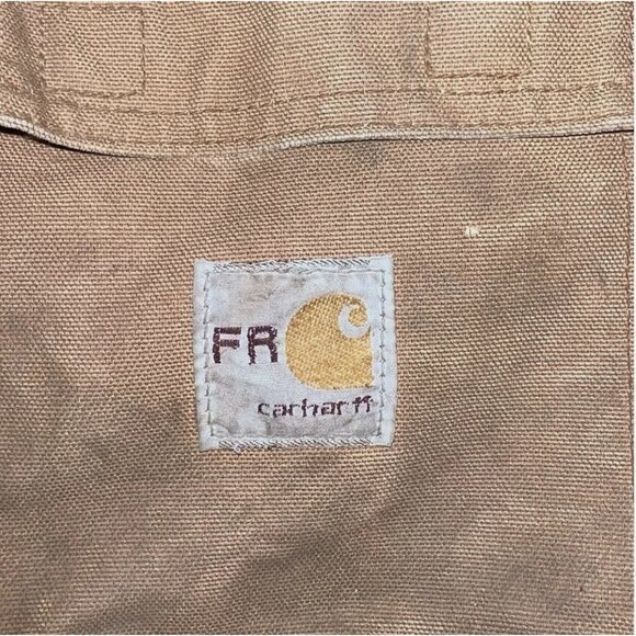 Mens Large Carhartt FR Insulated Bomber Jacket Brown Distressed Thrashed Tan - Picture 7 of 16